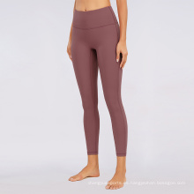 Sostenible nueva tela estampada Leggings de yoga Mujeres transpirables Pantalones de yoga de cintura alta Leggings de elevación de tope Pocke